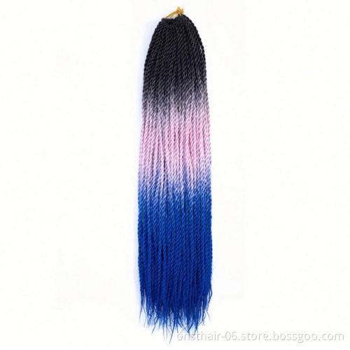 MYZYR Ombre Senegalese Twist Hair Crochet Braids 20 Inch Synthetic Braiding Hair for Women Grey,blue,pink,bro Synthetic Fibres